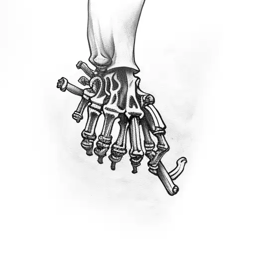 Skeleton Hand Holding A Blunt