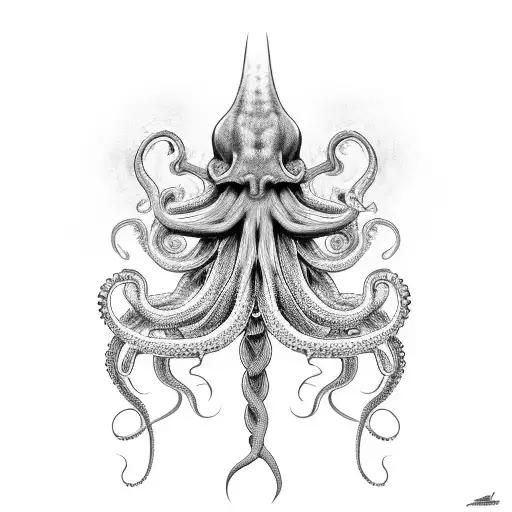 Tall Octopus With Long Tenticles Side Profile