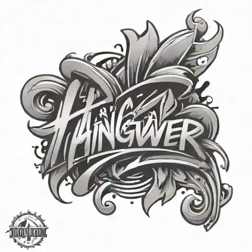 Graffiti Style Tattoo With The Word Hangover In Polish