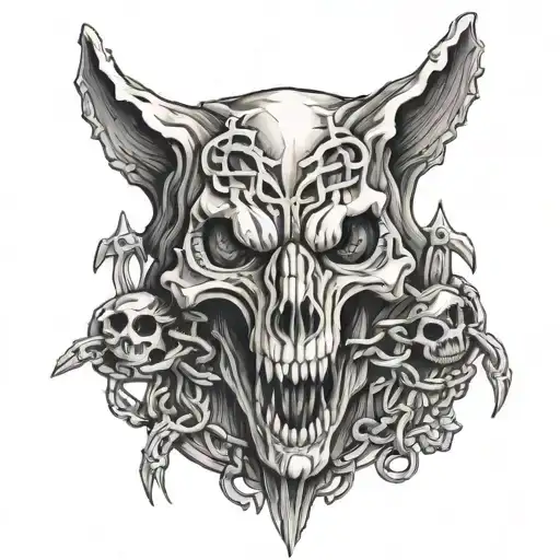 Wolf Skull 3 Daggers Brocken Chains