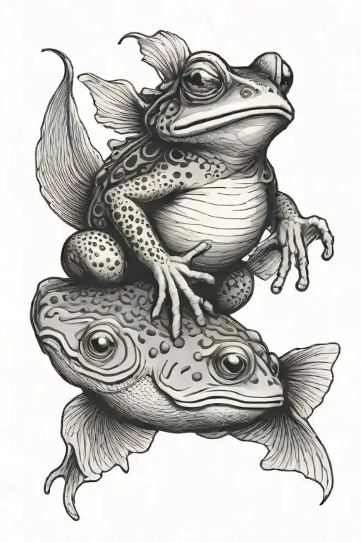 A Frog Sits On Top Of A Fish