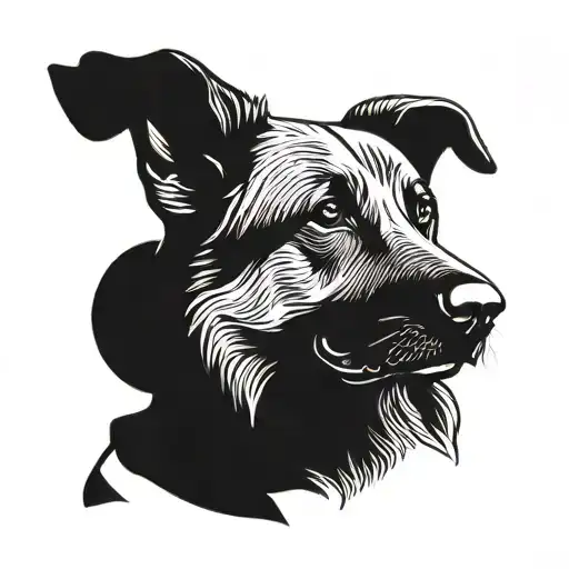 Minimalist Line Tattoo German Shepherd With Horizontal Line