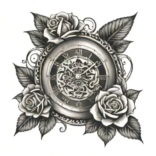 Clock Face With Roses