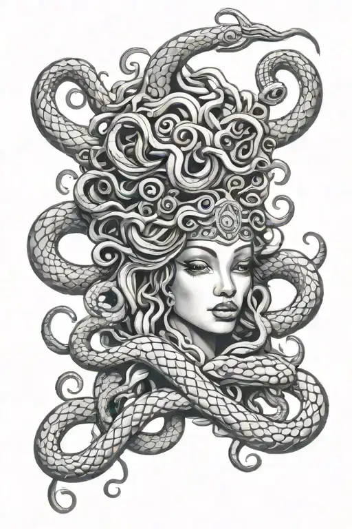 Blank Eye Medusa With Snakes Wrapped