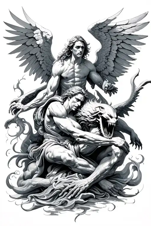 Catch Angel Gabriel Fighting Demons That's As Big