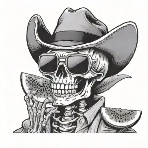 Skeleton In Sunglasses Rating Watermelon Everythink In Comics Style