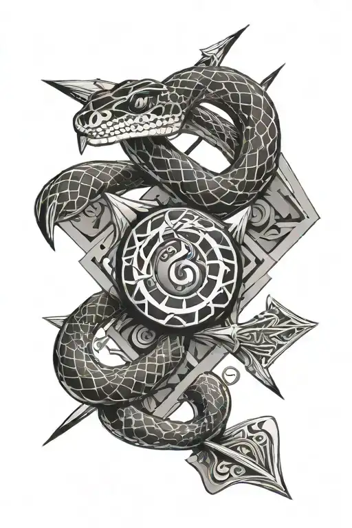 Snake And Arrow Surrounded