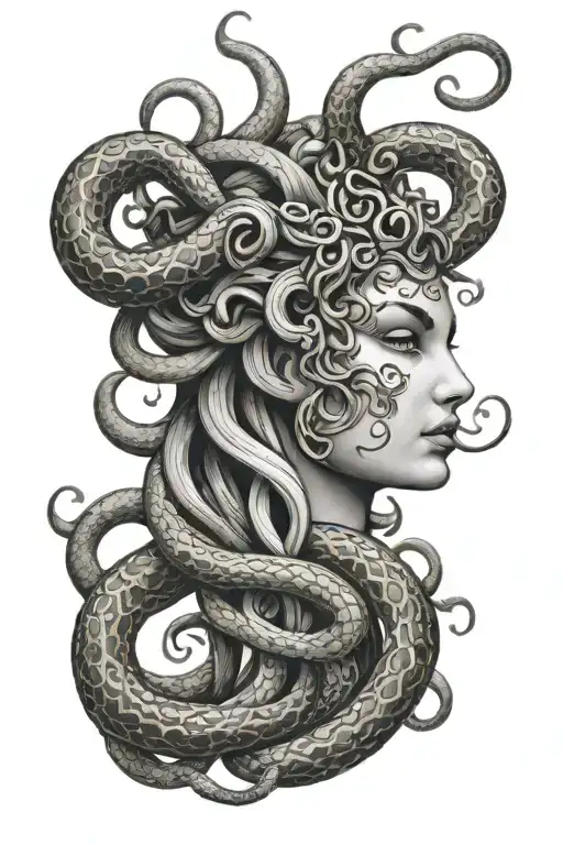 Medusa Face With Snakes Intertwined