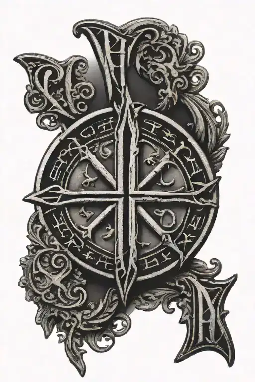 Chi Rho Realism Coin With Filigree And Cursive Text In The Background