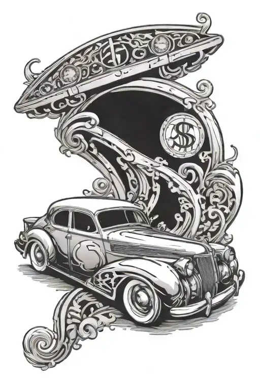 A Dollar Sign Morphing Into The Shape Of A Classic Car