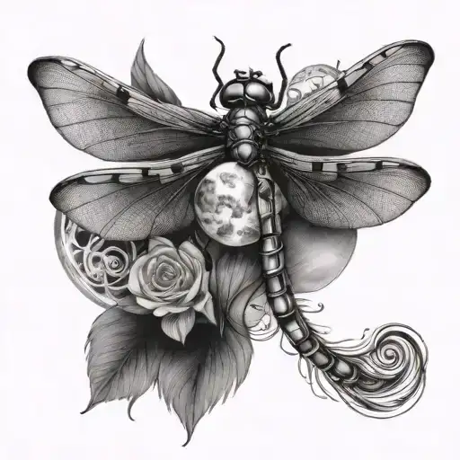 Dragonfly And Moon