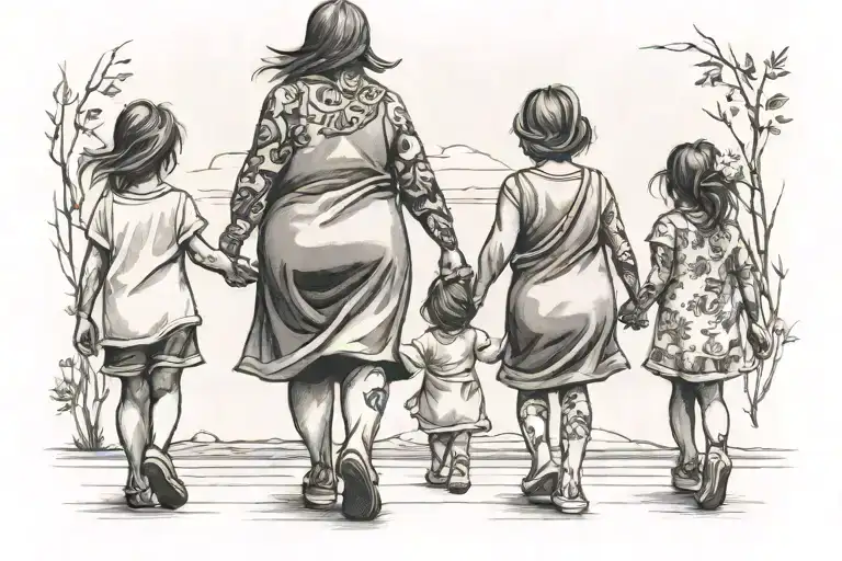 Mom Daughter Walking