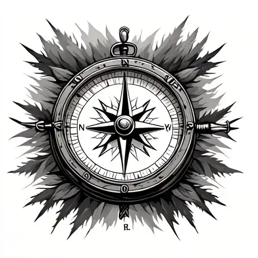 Classic Compass With Work And Forrest Background