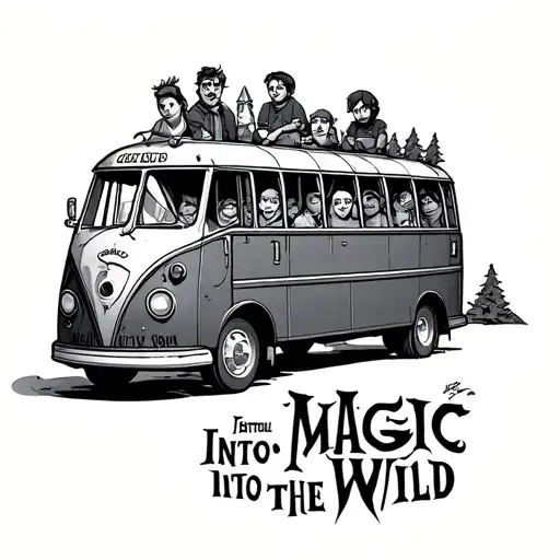 Magic Bus From Into The Wild Movie With Cartoon Caracters In It