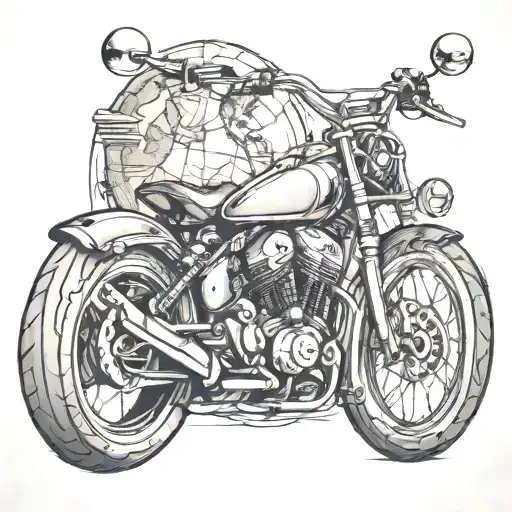 Motorcycle Making The Globe Spin Beneath Its Wheels