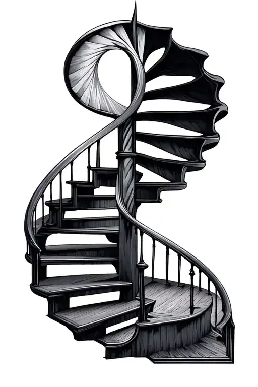 Spiral Stair Case With Golden Ratio Symbol Intertwined