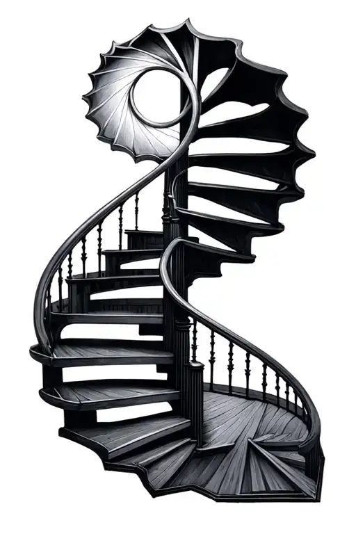 Spiral Stair Case With Golden Ratio Symbol Intertwined