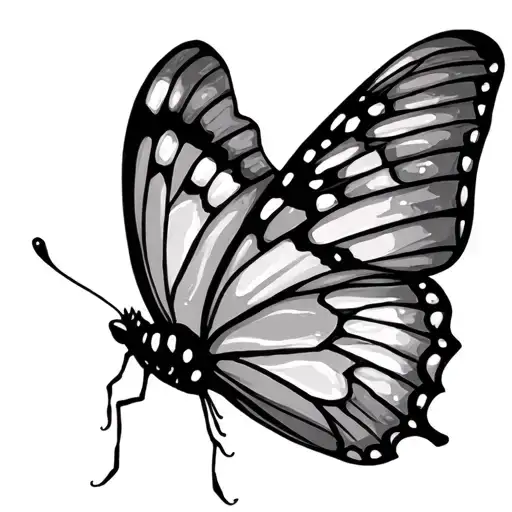 Butterfly With 1 Stitched Wing