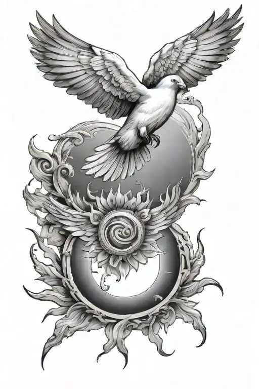 Dove Flying Towards The Sun