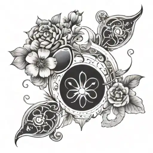 Cancer Horoscope Symbol With Flowers