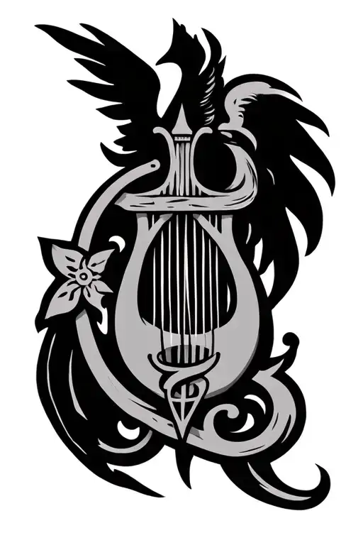 Lyre And Apollo God Symbol In Alchemy
