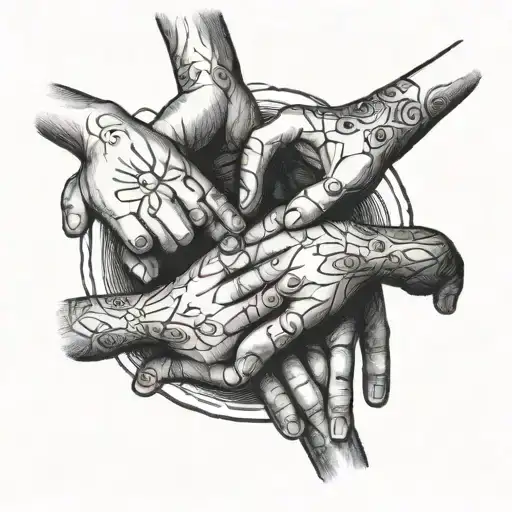 A Minimalist Design Of Five Hands Forming A Circle To Represent Family Love
