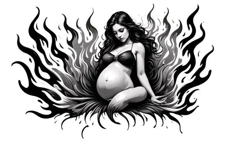 Pregnant Woman Fire Flames