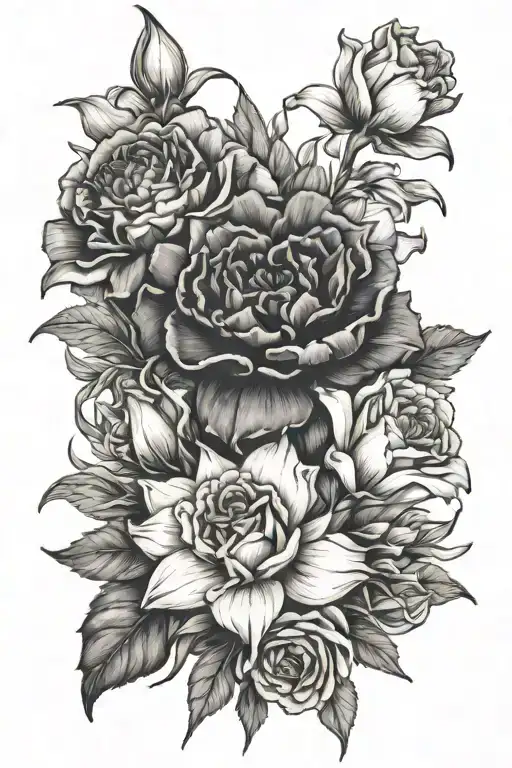 Bouquet Larkspur Carnation Rose And Daffodil