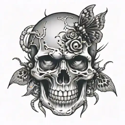 Skull With Bugs Crawling Out Of Eyes