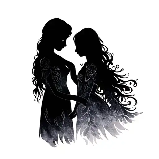 Mother And Son Silhouette