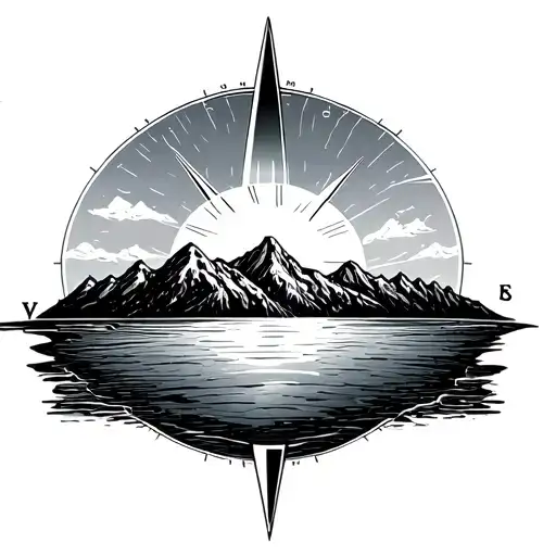 Compass Lake And Sun And Mountains