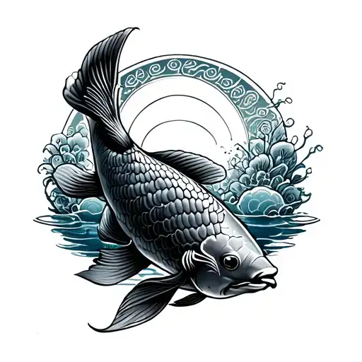 Koi Fish With Filipino Sun