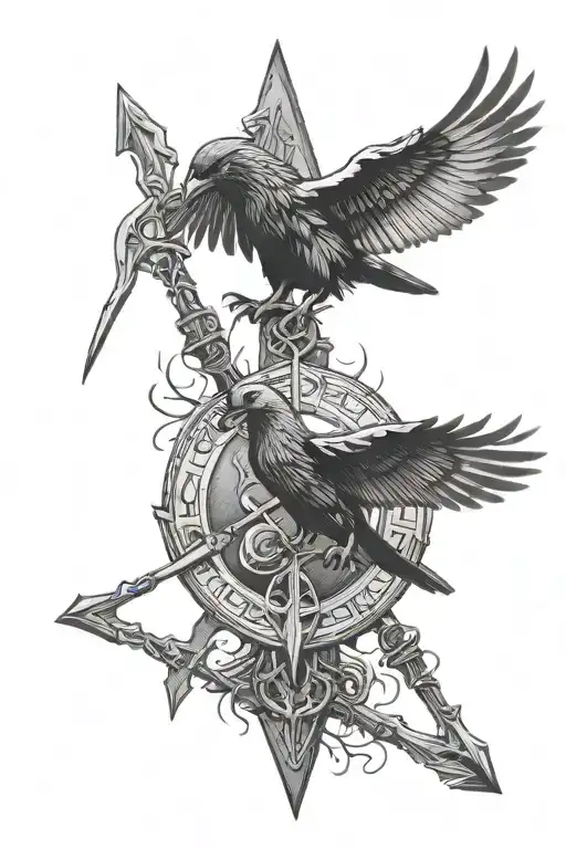 Assassins Creed Valhalla Symbol Incorporating Axes And 2 Ravens Inspired By Runes