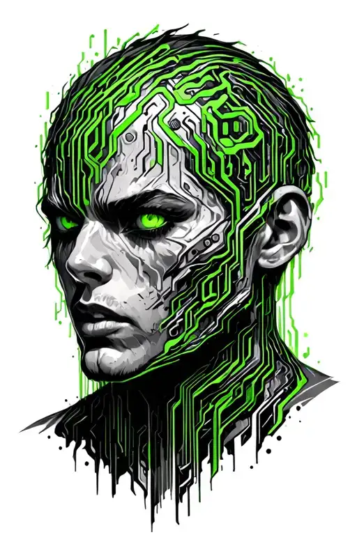 Green Matrix Code Flowing