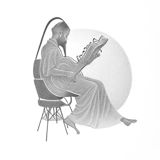 A Silhouette Of A Person Reading The Bible With Musical Instruments Surrounding Them