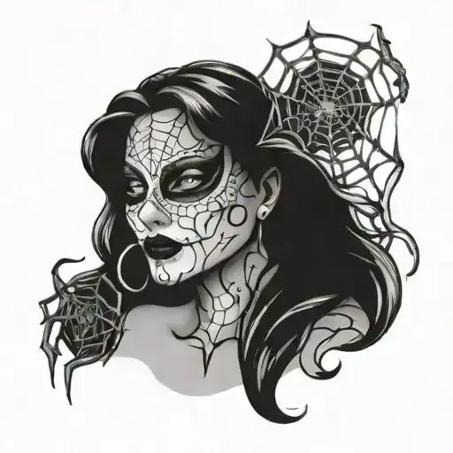 Laugh Now Cry Later Woman Mask With Spider Web