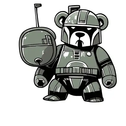 Simple Boba Fett As A Teddy Bear Standing