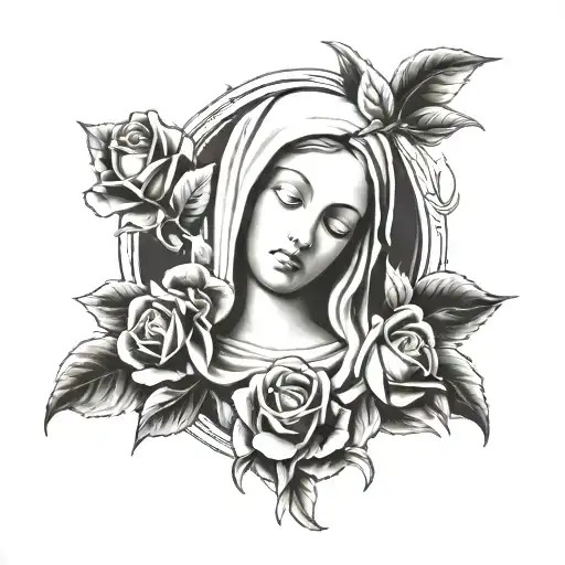 Virgin Mary Roses Blooming