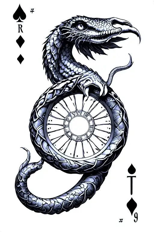 Ouroboros With The Wheel Of Fortune Tarot Card Featuring