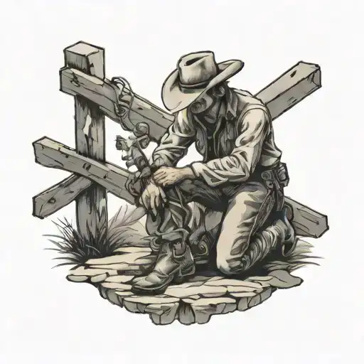 Cowboy Kneeling At The Cross