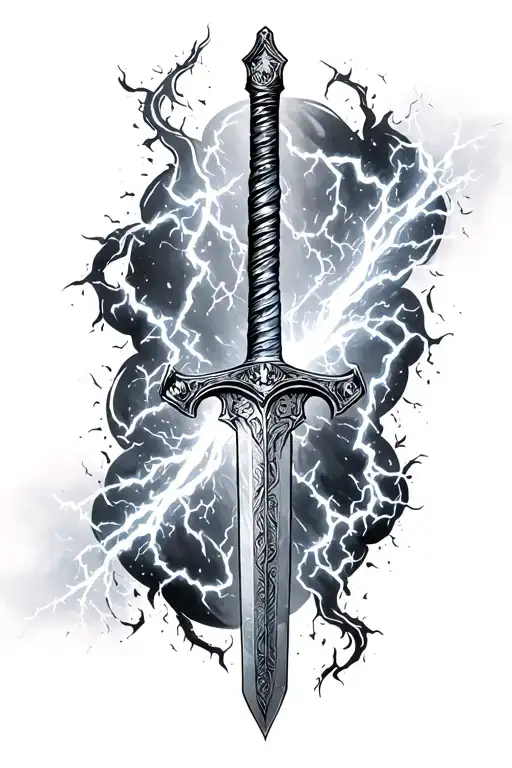 Lightning Sword With The Words Amor Vincit Omnia Not To Much Detail