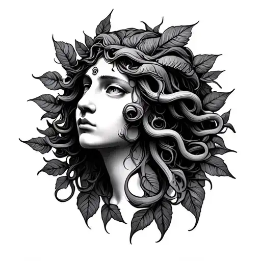 Forest Medusa Head With Leaves