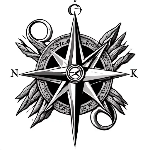 Viking Compass And Trinity Symbol Intertwined