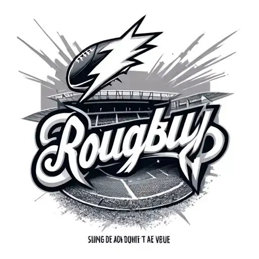 Lightning And Rugby Stadium French In The Background And Inscription