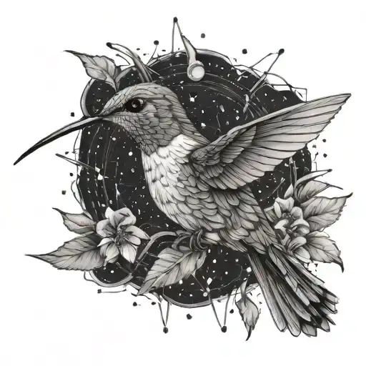 Hummingbird Surrounded By Constellations