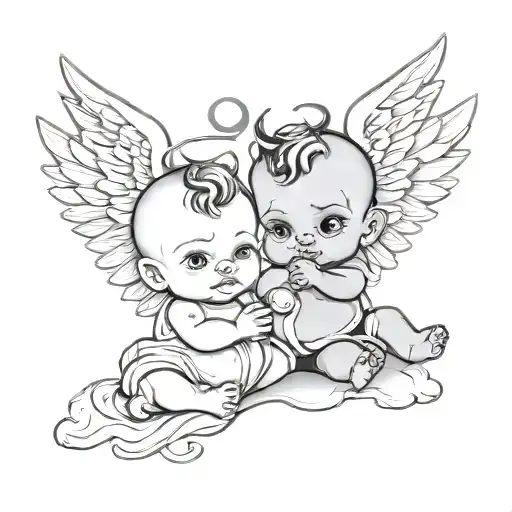 Baby Evil And Baby Angel Holding A Words Good And Bad