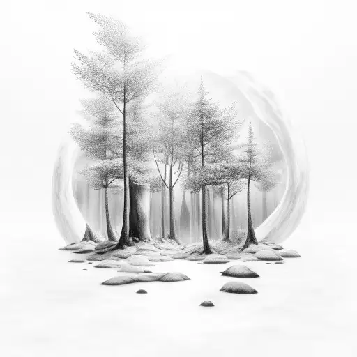 A Mystical Moonlit Forest With A Hidden Trail Leading To A Hidden Underwater Cave