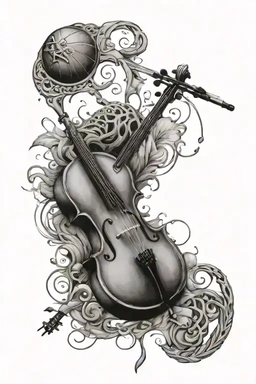 Scarab With Violin F Holes On Back