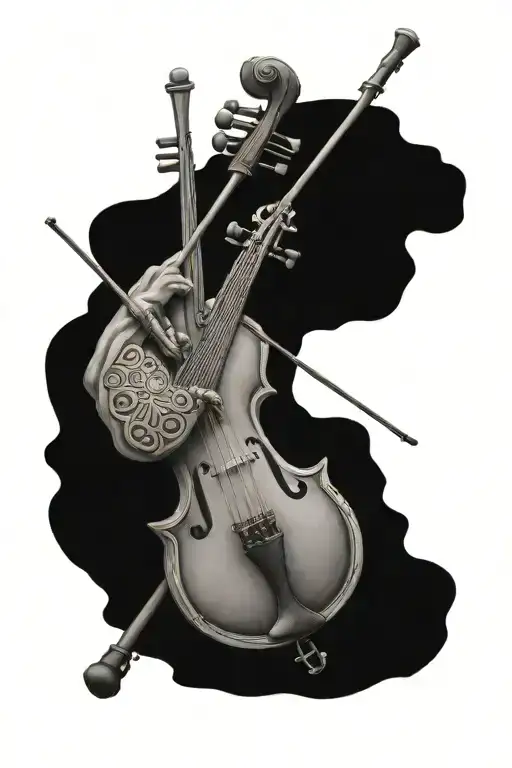 Scarab With Violin F Holes On Back