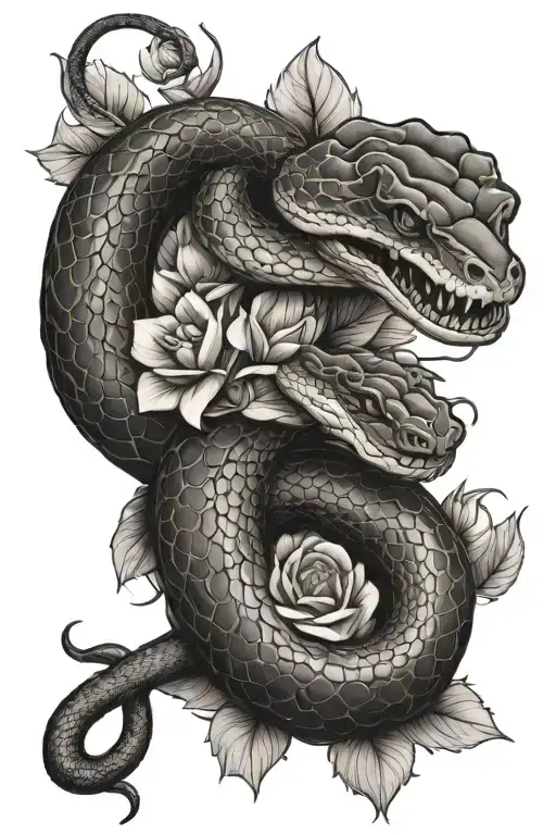 Large Snake With Flowers